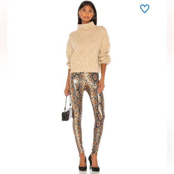 Commando Faux Leather Snakeskin Print Leggings - Picture 1 of 4